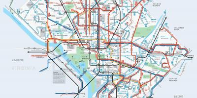 Washington dc autobusëve në rrugë hartë