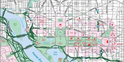 Uashington, në qendër të qytetit hartë