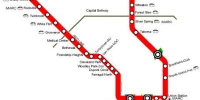 Washington dc metro vijën e kuqe harta
