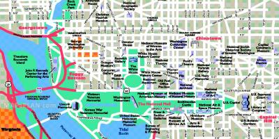 Washington dc tërheqjet turistike harta