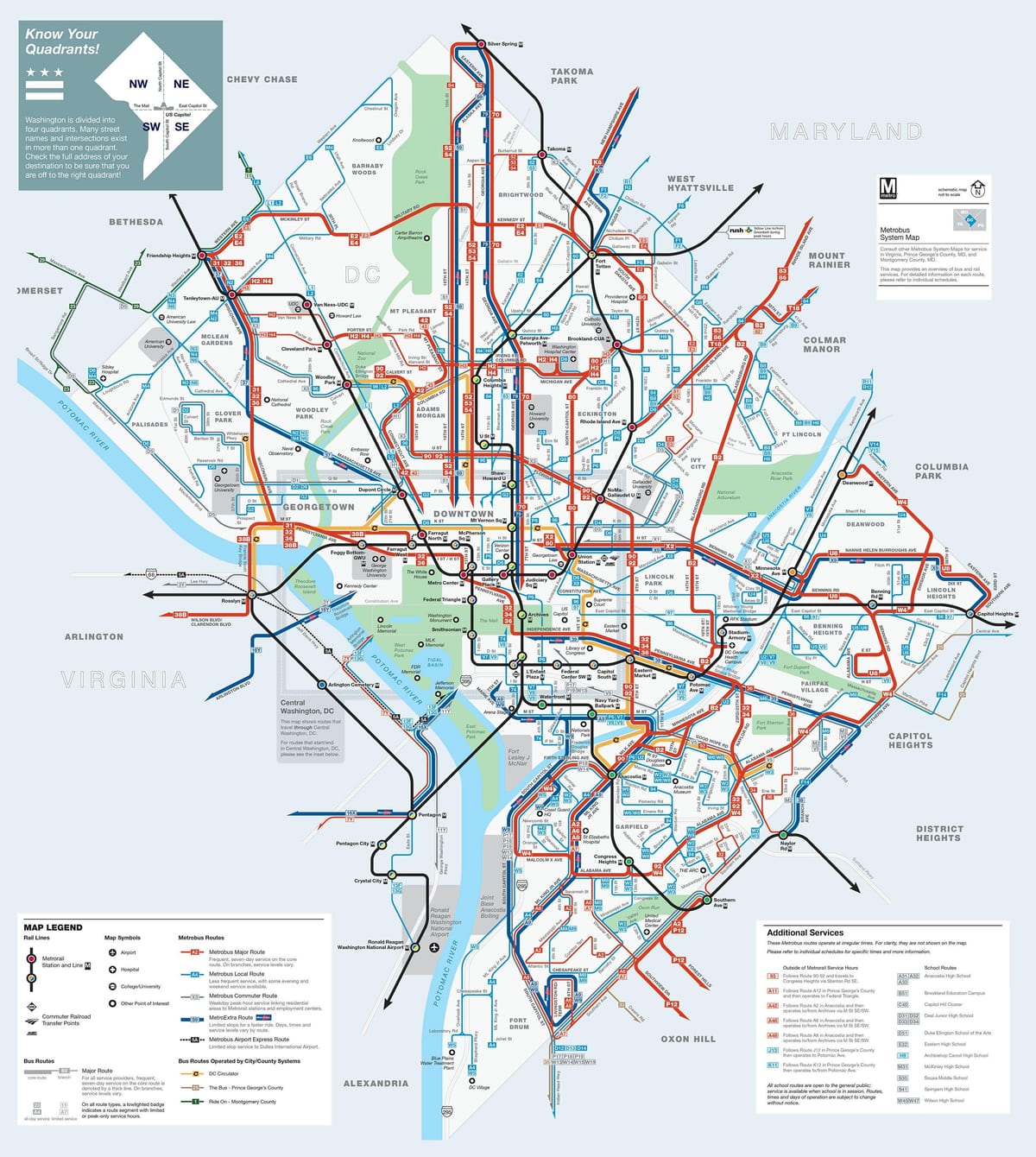 washington dc autobusëve në rrugë hartë