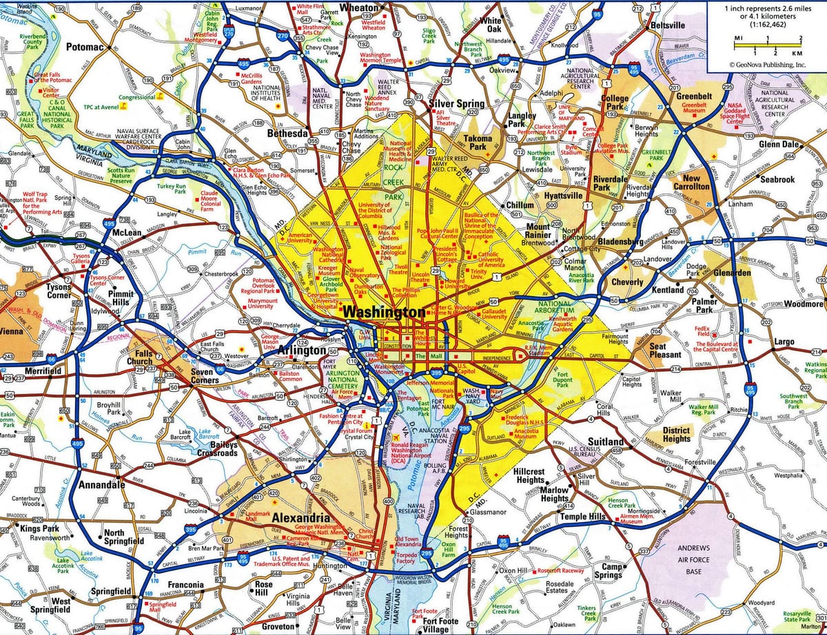 washington dc hartën e rrugës