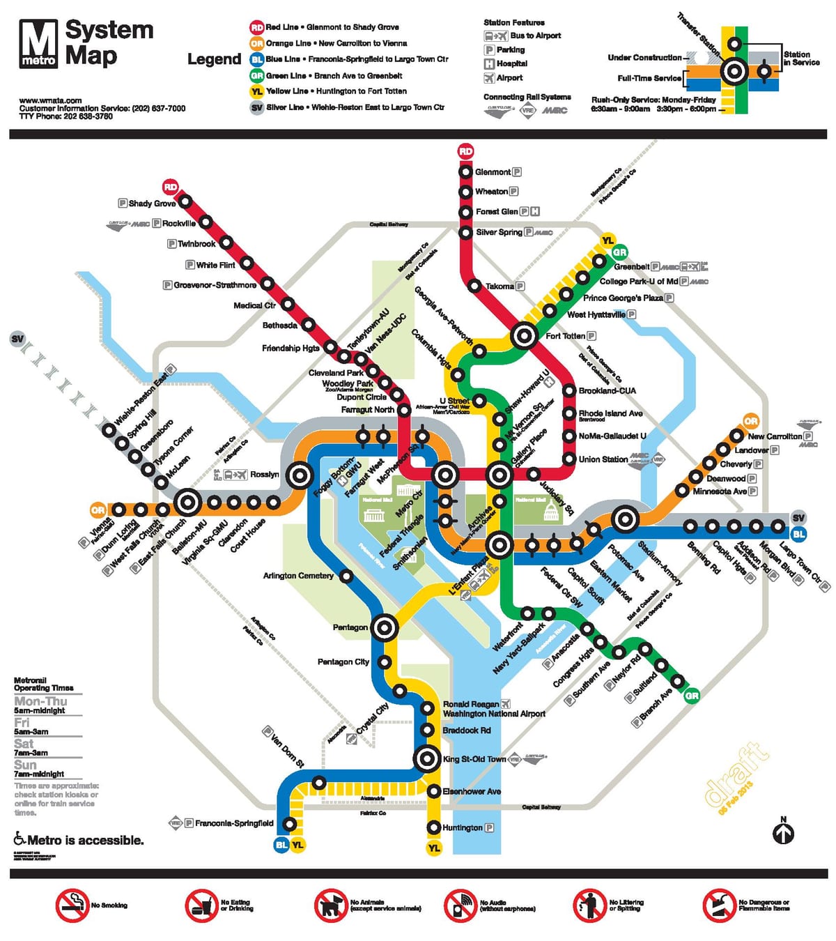 washington dc metro linjë hartë