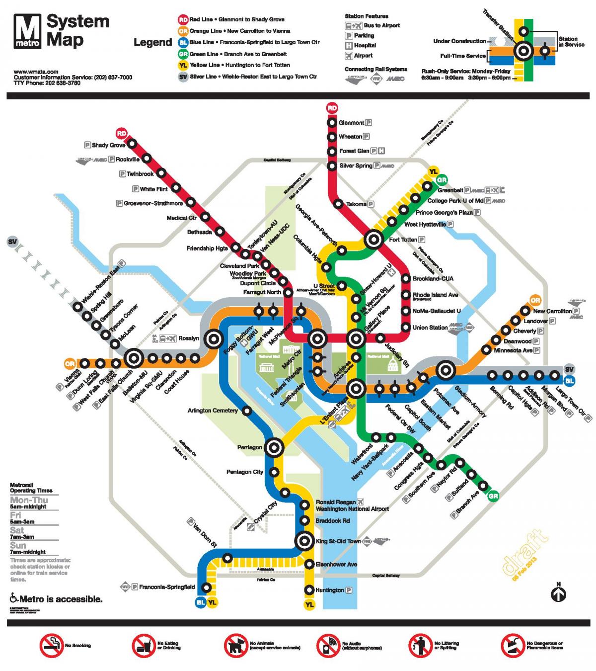 washington dc metro linjë hartë