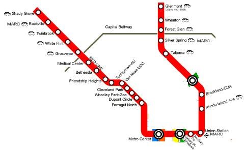 washington dc vijën e kuqe harta