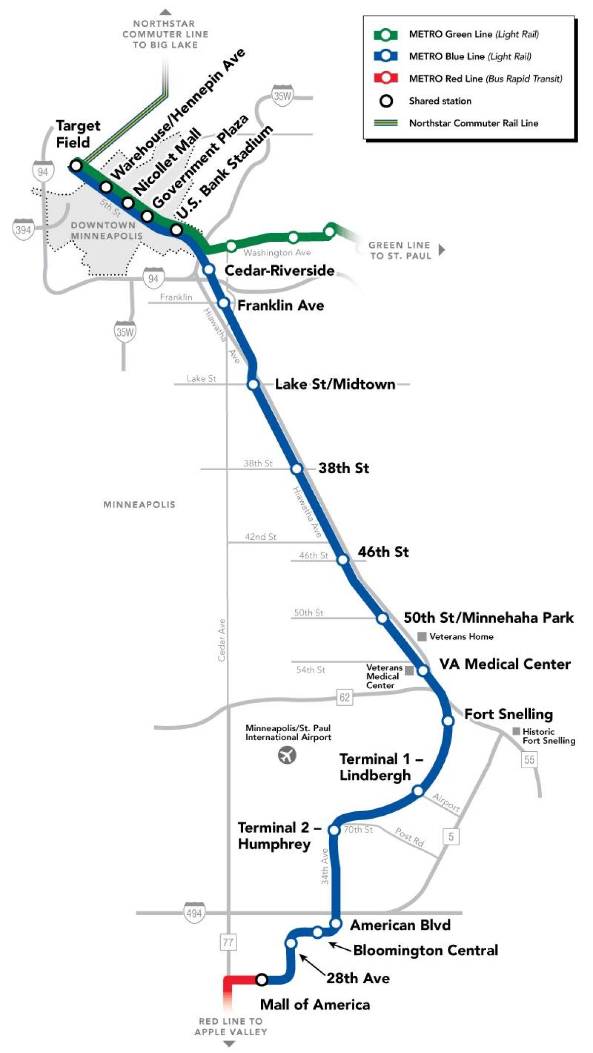 uashington metro linjë blu hartë