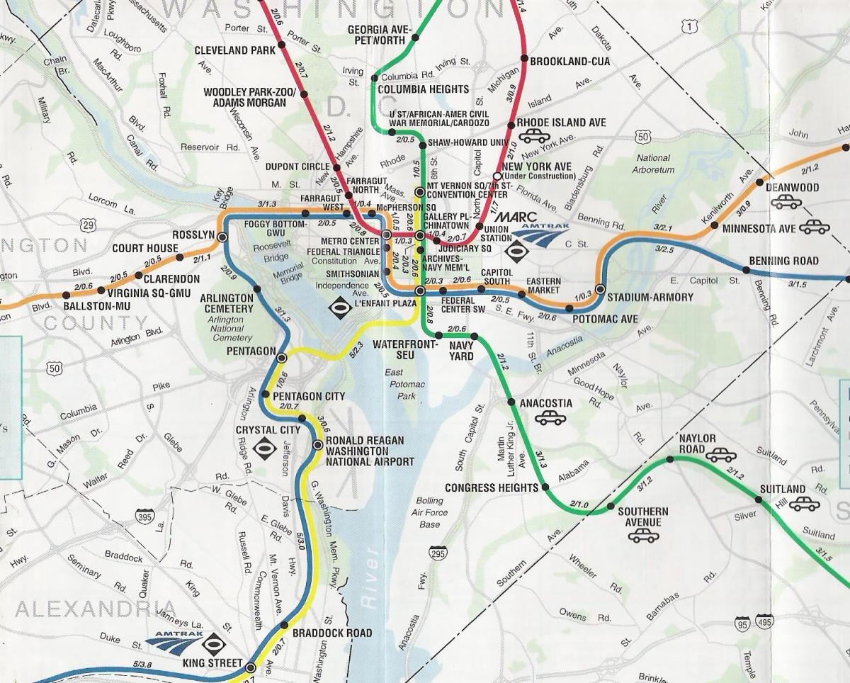 washington dc rrugë hartë me metro stacione