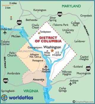 washington dc dhe në shtetin e uashingtonit hartë