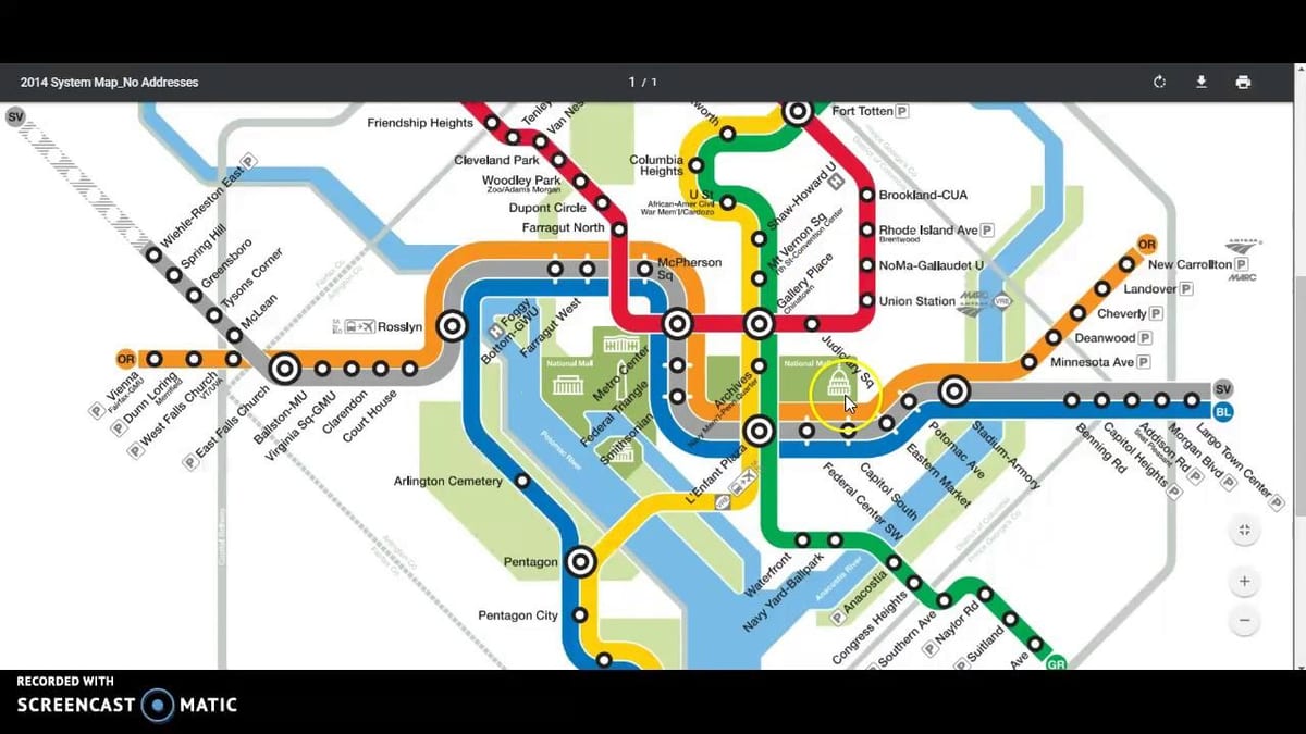 dc metro udhëtim hartë