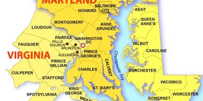 Harta e dc, maryland dhe virginia