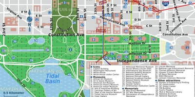Hartën e washington dc atraksionet kryesore