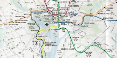 Washington dc rrugë hartë me metro stacione