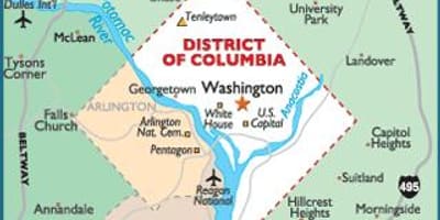 Washington dc dhe në shtetin e uashingtonit hartë